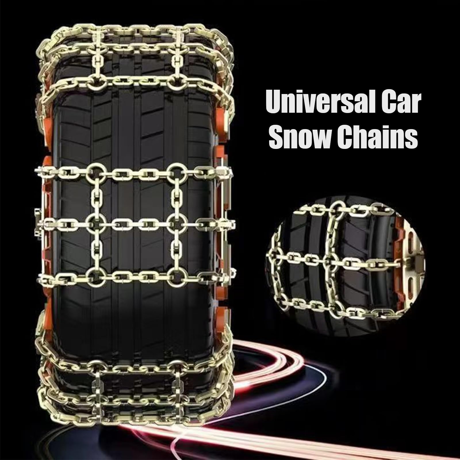 Cadenas de neumáticos de nieve de invierno, Cadenas de nieve for coches, tracción de emergencia de nieves antideslizantes, cadena de seguridad de conducción(6items,245-285)