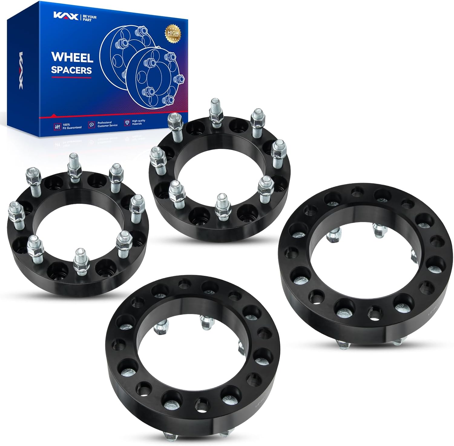 KAX 8x170 to 8x6.5 Wheel Adapters,1.5 inch 8 Lug Wheel Adapters (Changes Bolt Pattern) fit for F-35-0 Super Duty, F-25-0 Super Duty with M14x1.5 Studs 130mm Hub Bore,4pcs