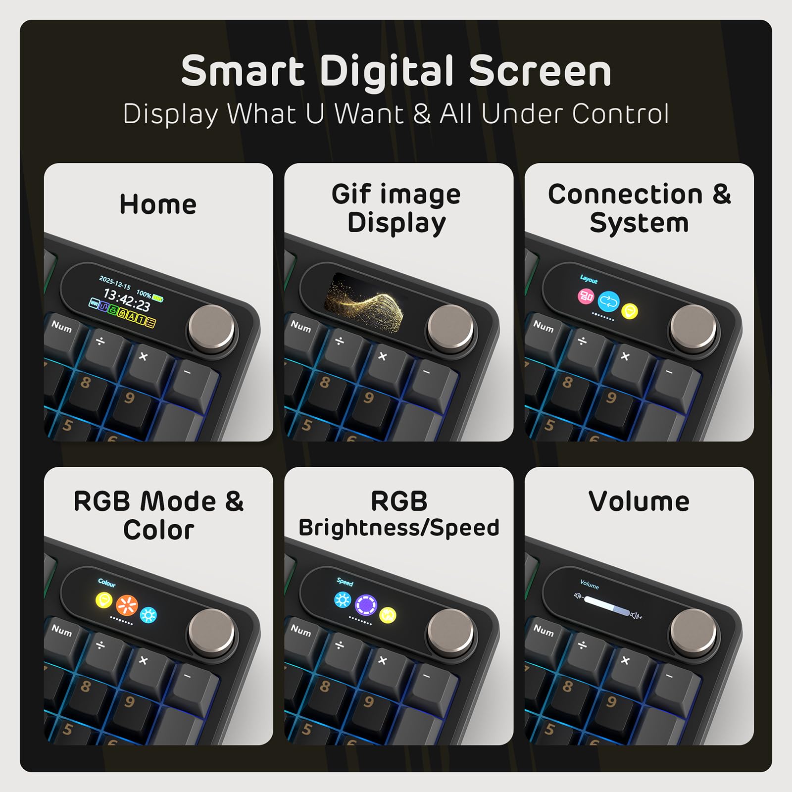 RK ROYAL KLUDGE S98 Tastiera meccanica display intelligente manopola, tastiera gioco wireless RGB 96% montaggio superiore BT/2.4G/USB-C, sostituibile caldo, supporto software, suono cremoso, 98 tasti