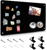 HYHOSHI Black Magnetic Bulletin Board 17.5x11.4 Inch - Fridge Wall Magnet Display for Notes Photos with Tape Screws