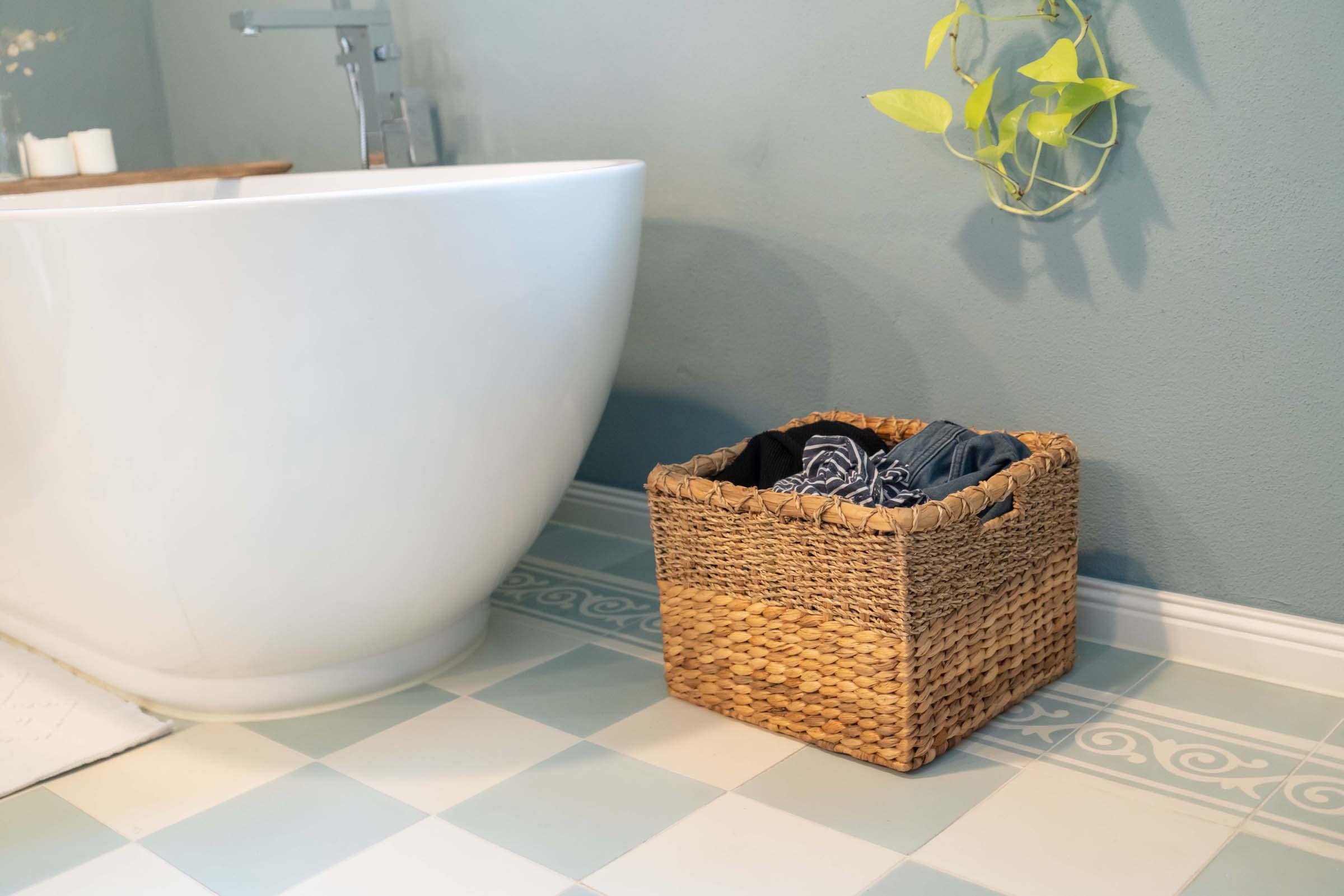 Decorasian - Cesto portaoggetti intrecciato in giacinto d'acqua e zostera, quadrato, set da 3 pezzi