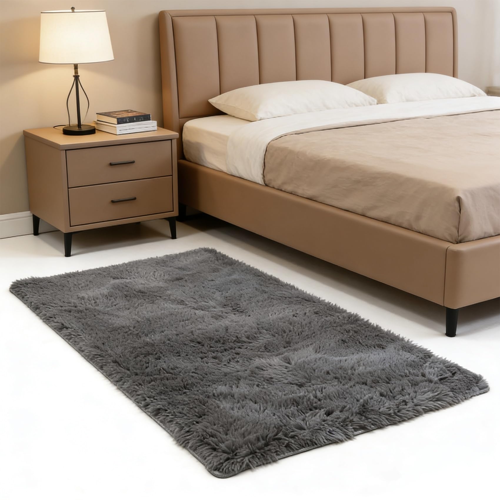 Tapis de salon cocooning pour chambre et couloir moderne gris élégant