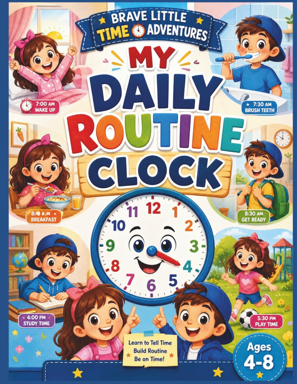 My Daily Routine Clock: Learn Time Through Daily Routines, Healthy Habits, and Real-Life Schedules | Workbook for Kids Ages 4–8