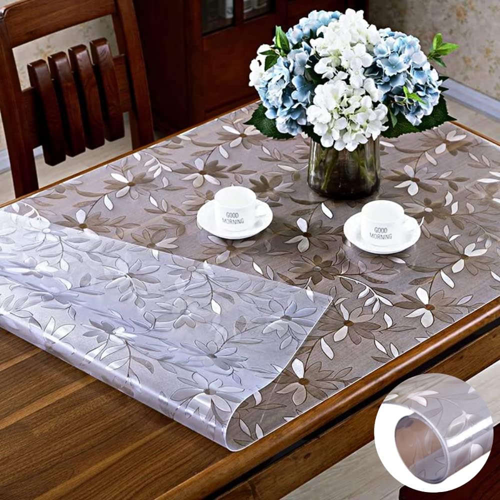 Qlarity Covers 2mm Thick Leaf Dining Table Cover 4 Seater, 6 Seater 36 X 42 inches (91 X 106 cm) | Heat Resistant Transparent Table Protector, Waterproof | Customized Sizes (B08XHZZTTK) Amazon Price History, Amazon Price Tracker