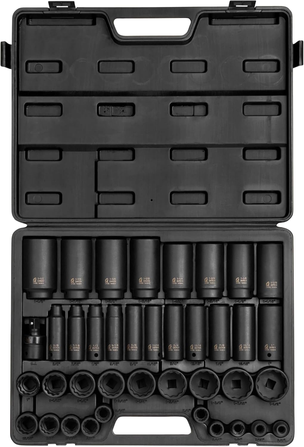 SUNEX TOOLS 2698 1/2-Inch Drive 12-Point SAE Master Impact Socket Set, 39-Piece