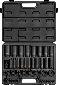 SUNEX TOOLS 2698 1/2-Inch Drive 12-Point SAE Master Impact Socket Set ...