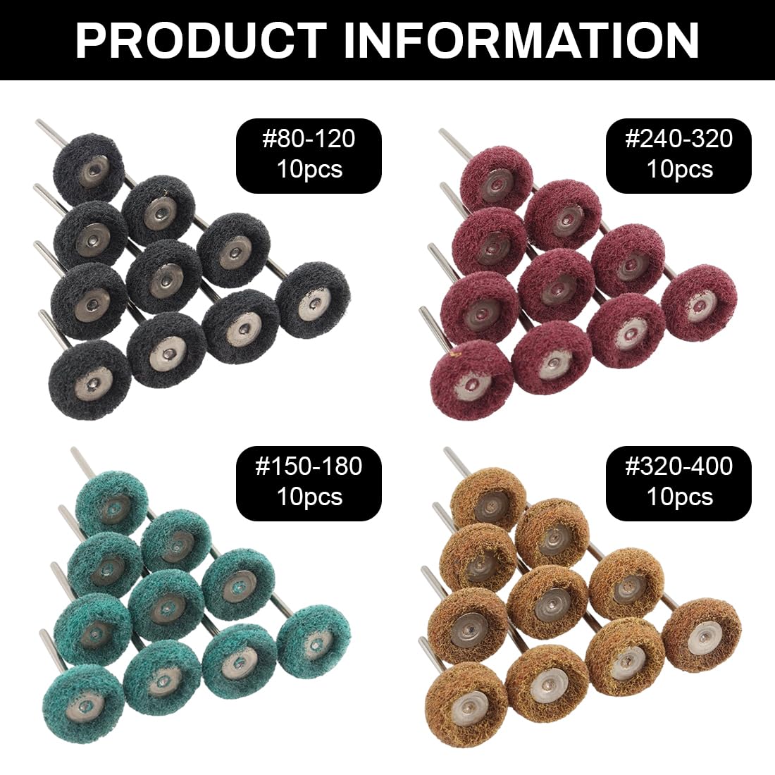 Mole Abrasive per Lucidatura Con Grana 80/150/240/400, Disco da 25mm, per Utensili Rotanti Dremel