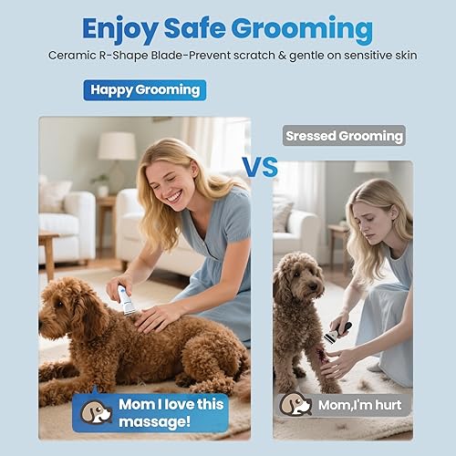 Miniatura 3 de Kit de aseo 3 en 1 para perros y gatos  Cortapelos inalámbrico recargable para mascotas con molinillo de uñas y recortador de patas y 5 peines guía,