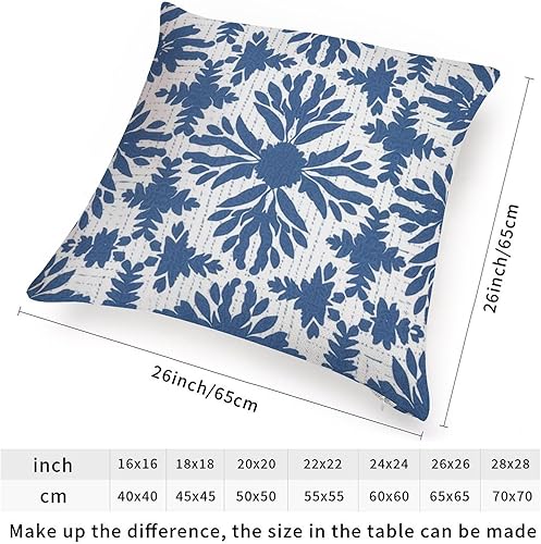Miniatura 2 de MangGou Funda de cojín cuadrada con diseño de enrejado azul índigo, diseño de flores azul marino, funda de almohada cuadrada para sofá, funda de
