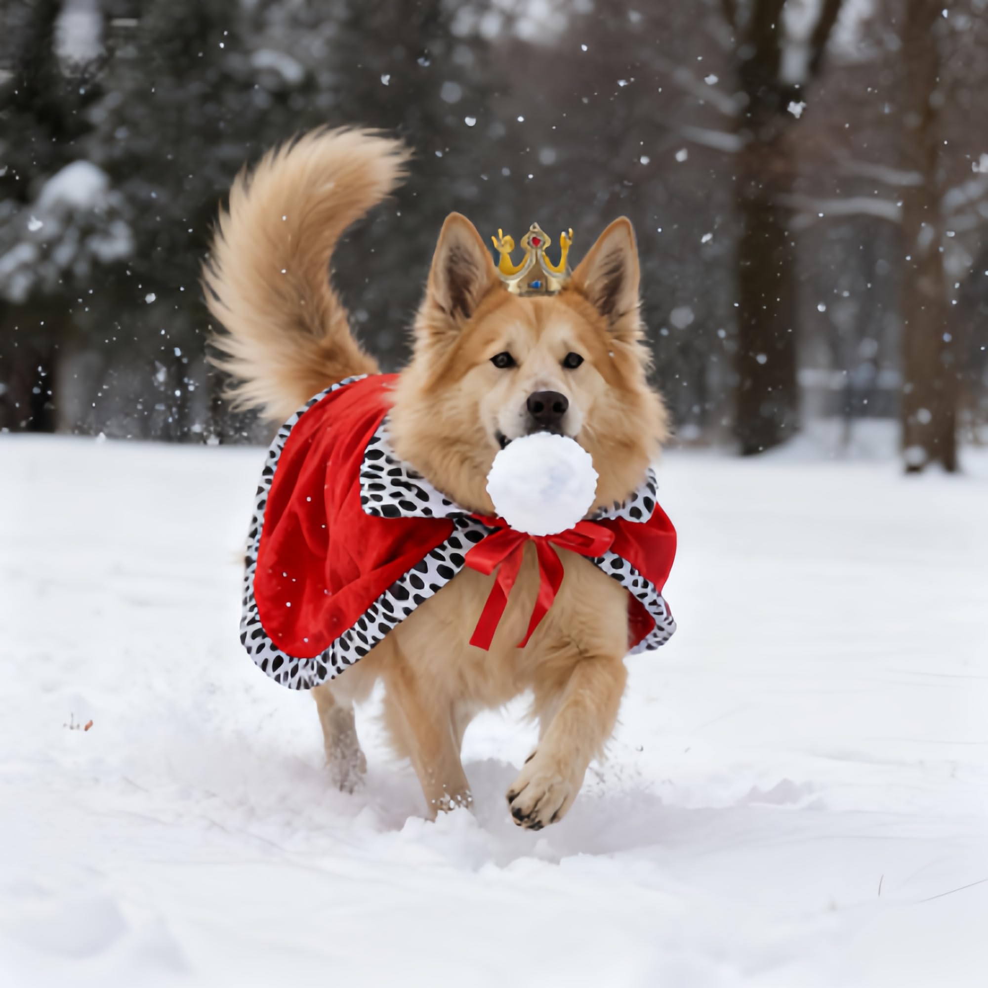 Königliches Hundekostüm für Partys – Verkleidungsset mit Goldener Krone & rotem Umhang – Lustiges Outfit für kleine Hunde zu Karneval, Halloween & Fotoshooting