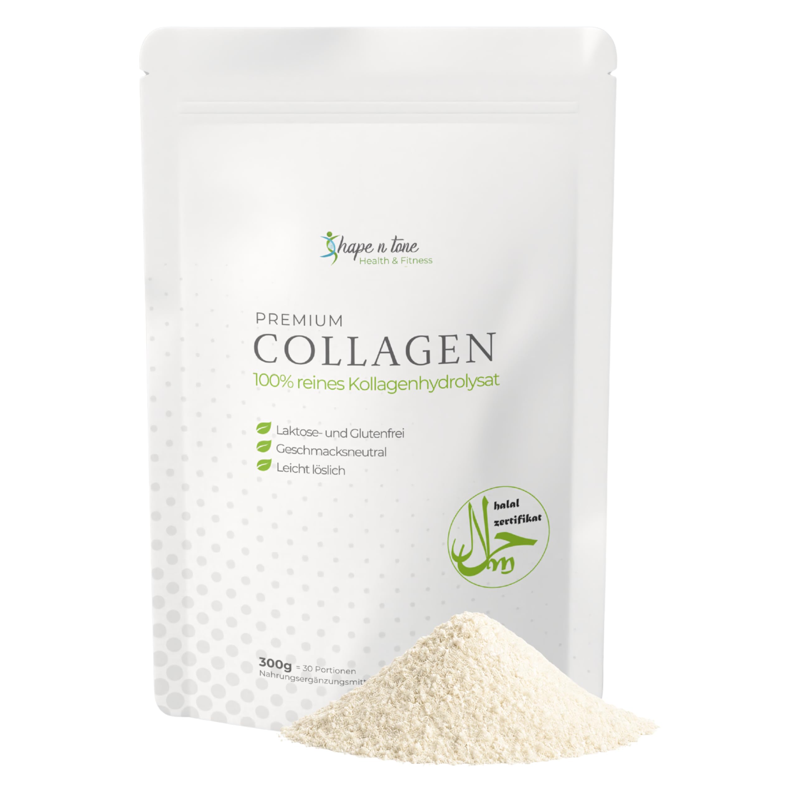 Halal Kollagen Pulver 300g – Premium Rinderkollagen Hydrolysat Typ 1 & 3, Bioaktive Kollagenpeptide, 30 Portionen, Sehr hohe Bioverfügbarkeit, Laborgeprüft, Ohne Zusätze, Proteinquelle