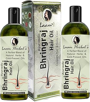 Laam Herbals Ayurvedic Bhringraj Hair Oil | A Blend of Herbs & Cold-Pressed Oil | For Complete Hair & Scalp Care- 2X100 ml