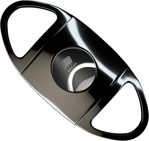 Cortador de cigarros premium de acero inoxidable doble cuchillas guillotina oro podadora de puros, corta la mayoría de tamaños