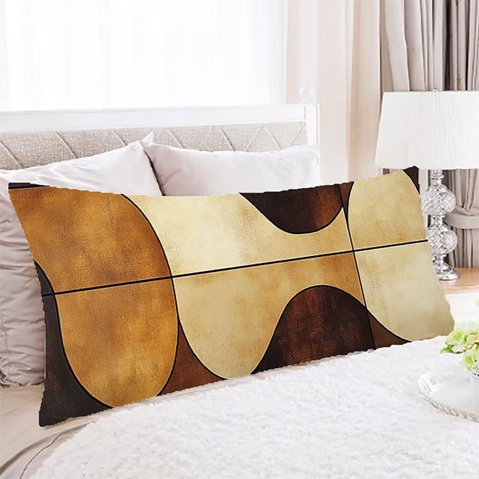 Federe Cuscini Marrone Federe Cuscino Letto Beige60x180cm Lino Copricuscini, Divano Morbida e Traspirante Stampa Fronte-Retro Con Invisibile Cerniera Ecologica e Lavabile per Letto o Divano C0C183