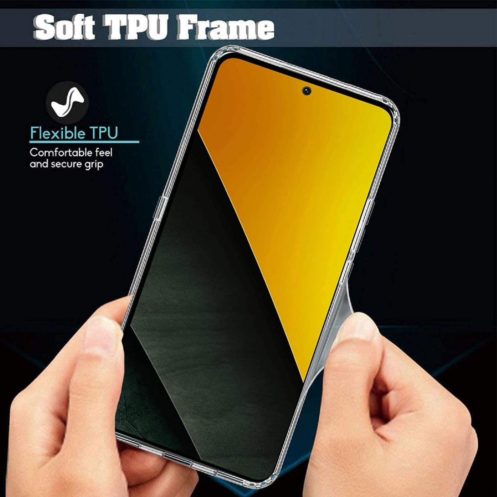 SineOrdo Cover Per Xiaomi POCO M7 Pro 5G – Custodia Sottile In Silicone TPU Morbido, Anti Ingiallimento, Antiurto, Con Protezione Angoli, Supporto NFC E Ricarica Wireless, Nera - 4