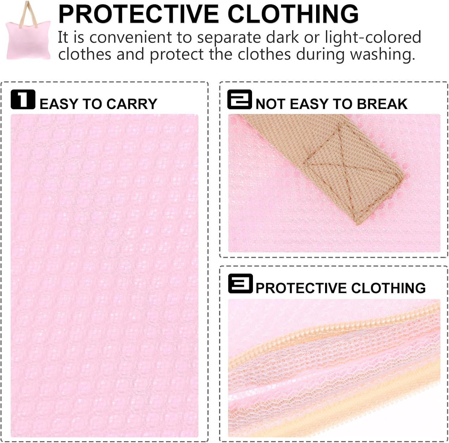 Mesh Laundry Bag with Handle and Zipper, Polyester Organizer