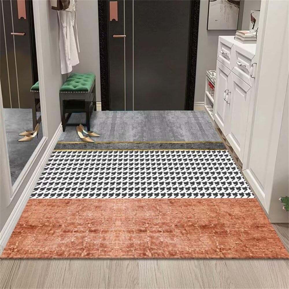 Grand tapis de salon gris et orange 130x190 cm lavable pour chambre moderne