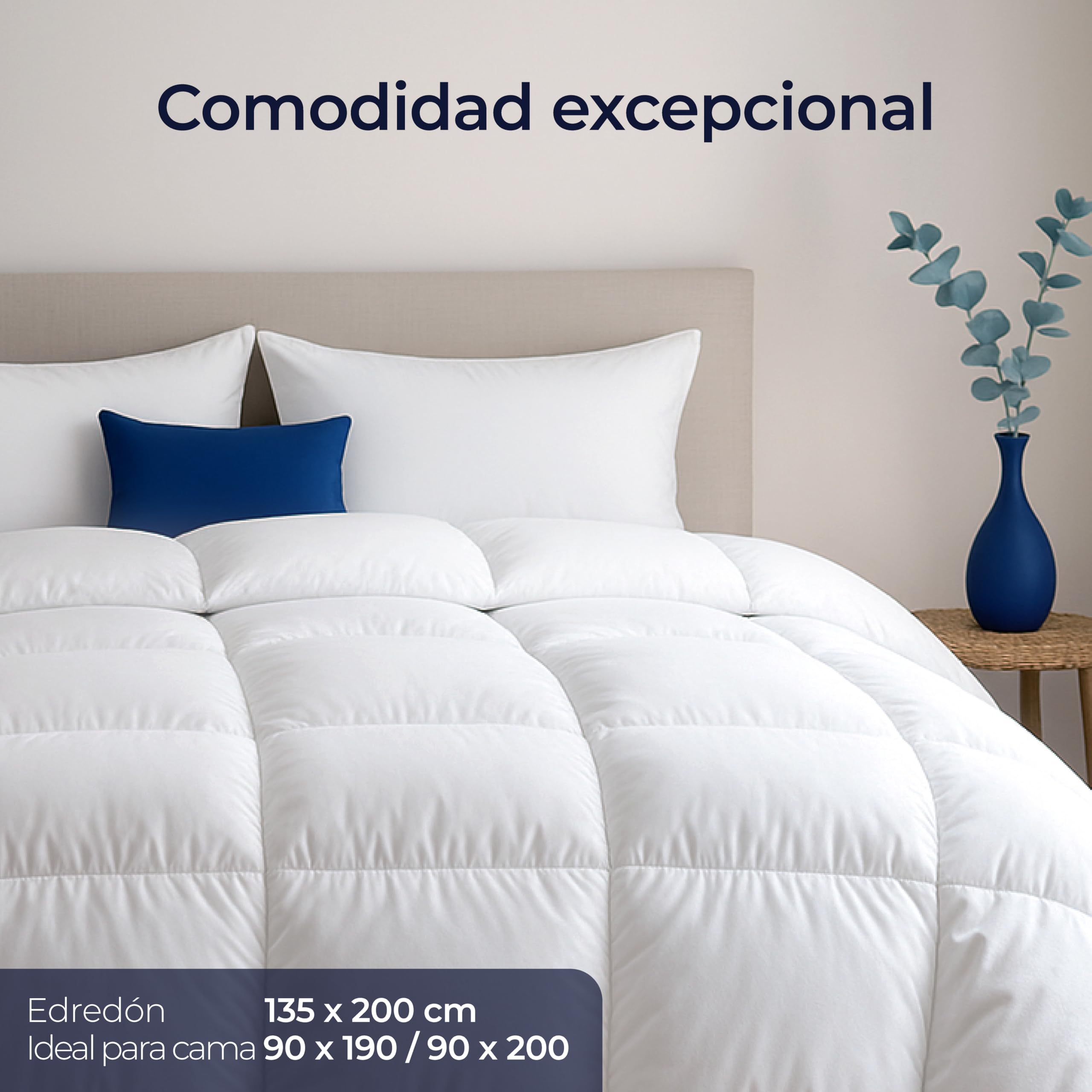 Dreamzie - Edredón de Plumas Ultracómodo Nordico Cama 135 - Duvet y Plumón de Pato 450gsm – Certificado Oeko-Tex, Downpass y RDS para Bienestar Animal