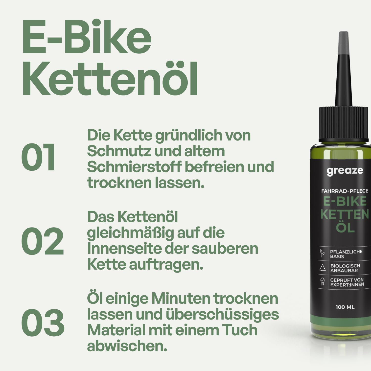 greaze E-Bike Kettenöl Fahrrad Reinigungsset - hochwertige Ebike Kettenpflege - Fahrrad Kettenöl Ebike für eine nachhaltige Schmierung (E-Bike Kettenöl Reinigungsset Expert)