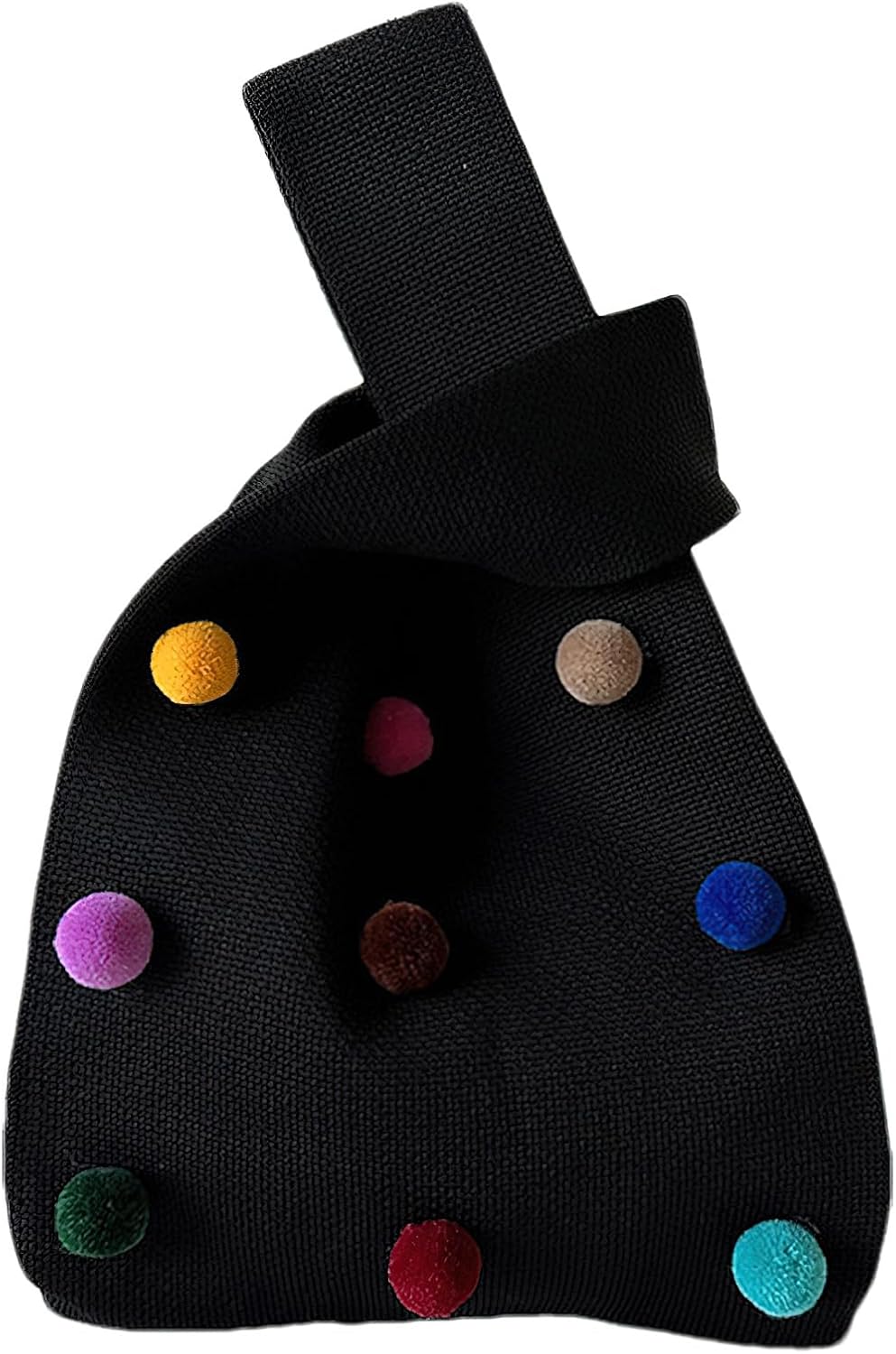 Small Wrist Knot Bag for Women Knitted Purse with Flower/Hat/Pompom
