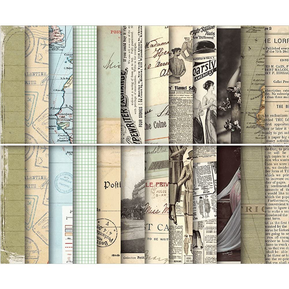 SOWAKA 24 Fogli Carta Per Scrapbooking 15,2x15,2 Cm - Vintage Multicolore, 160 G/m², Stampa Su Un Lato, Per Album, Biglietti Fai Da Te, Diario