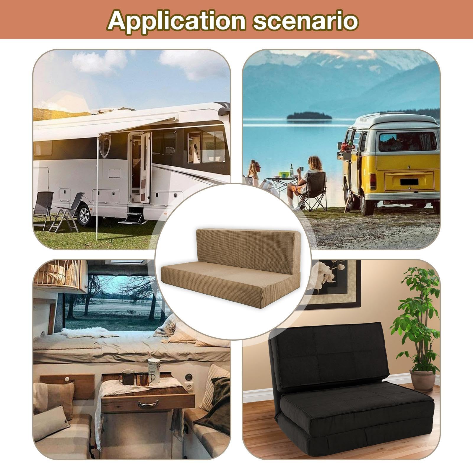Funda para sofá de caravana, impermeable, elástica, lavable a máquina, funda protectora para futón, protector de muebles para sofá sin brazos