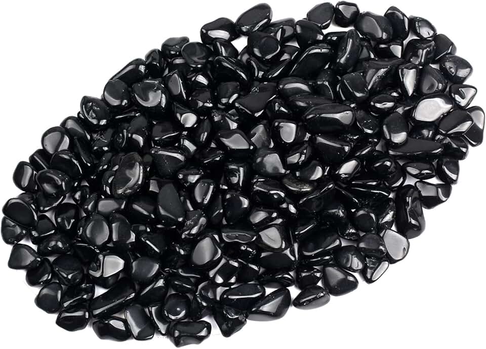 ZenQ 1 lb Black Obsidian Tumbled Stone Chips Crushed Natural Crystal Quartz Pieces