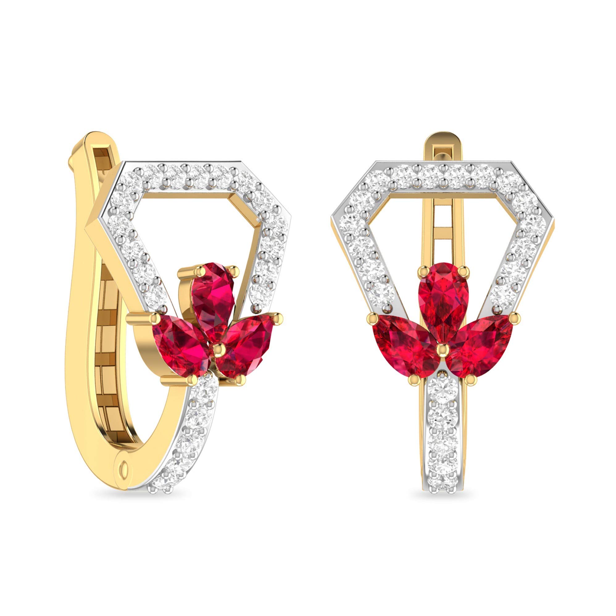 Yellow Gold and Solitaire Stud Earrings for Women-image-31