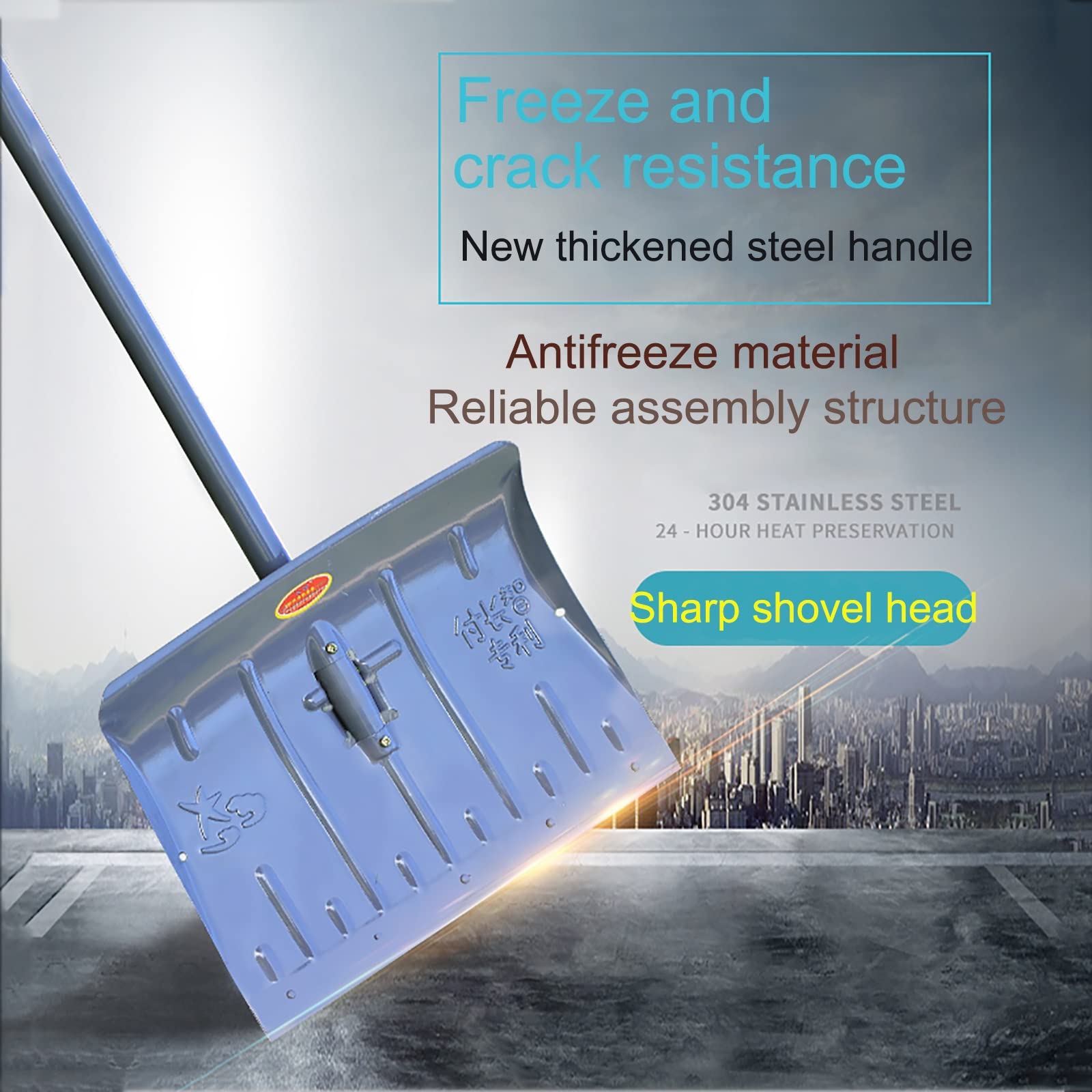 Pala de Nieve, Cabeza de Pala, Palas cuadradas con Mango en T de Madera o Mango Recto, Palas de Nieve Resistentes y duraderas, ergonómicas, Fuerte Capacidad de Carga, para Entrada,