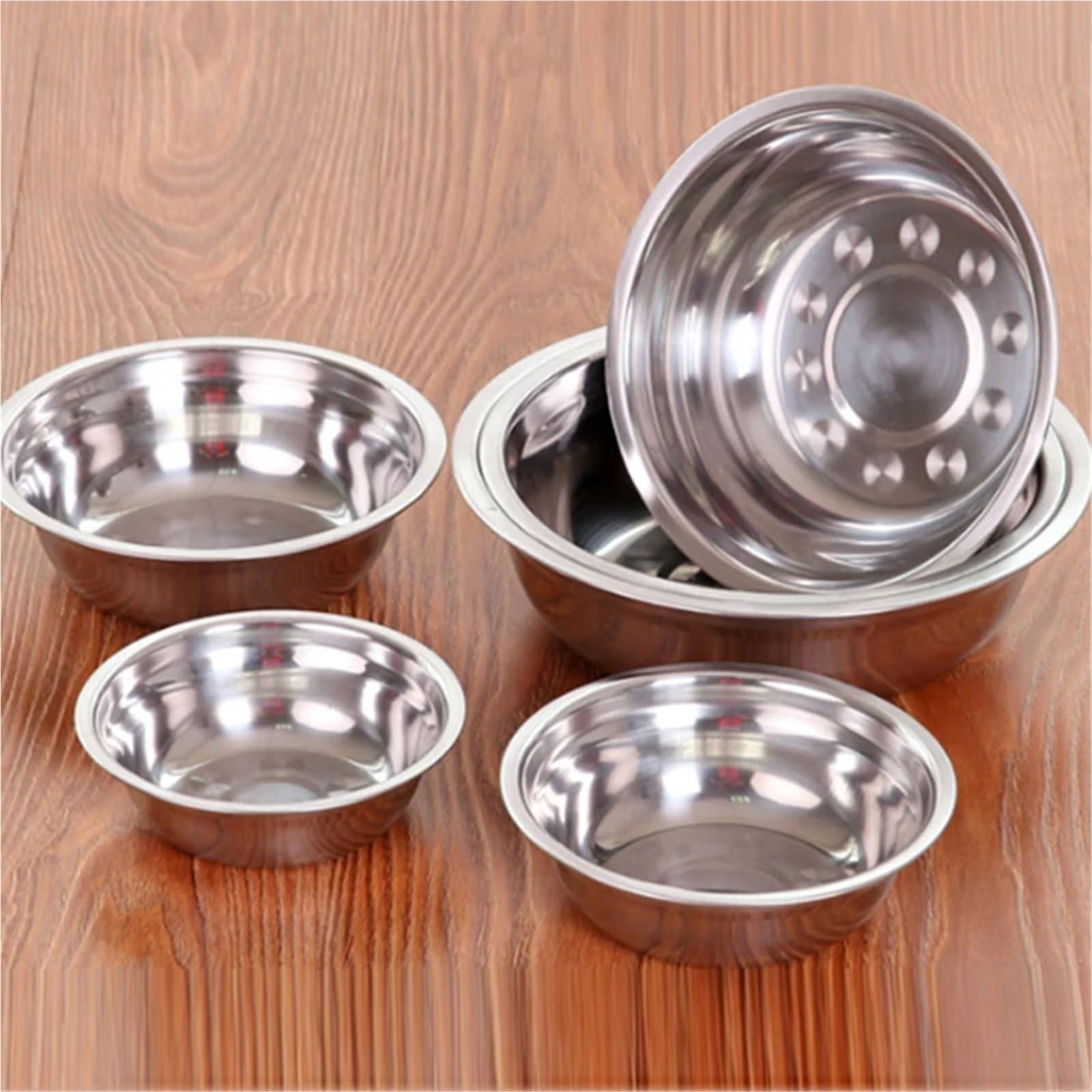 Ciotola In Acciaio Inox Set di 6 ciotole in acciaio inossidabile for la cucina casa, for mescolare e cuocere, for zuppa, for conservare frutta