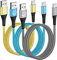 Aioneus 10FT USB C Cable 3Pack Nylon Braided Fast Charging Type C Charger for Samsung Galaxy S24 S23 S22 A14 A13 LG Moto TCL - Long Durable 3 Colors