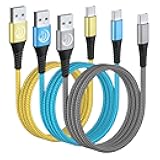 USB C Cable 10FT 3Pack Fast Charging Nylon Braided Long Type C Charger Cable for Samsung Galaxy S24 S23 S22 S21 S10 S9 S8 A02s A03s A11 A12 A13 A14 A21 A22 A32 A42 A53, Tablet, LG, Moto, TCL