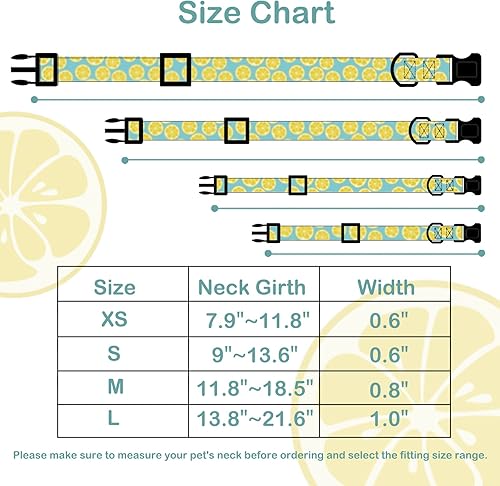 Miniatura 3 de Faygarsle Lindo collar de perro para niñas y niños, collar suave y elegante para mascotas con diseño de limón, ideal para perros de verano amarillo