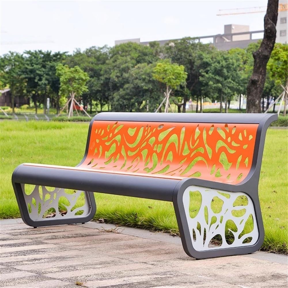 bancas de Patio Exterior Outdoor Backrest Bench, Steel Garden Chair with Openwork Pattern, for Balcony Terrace Leisure Benchs(Large)