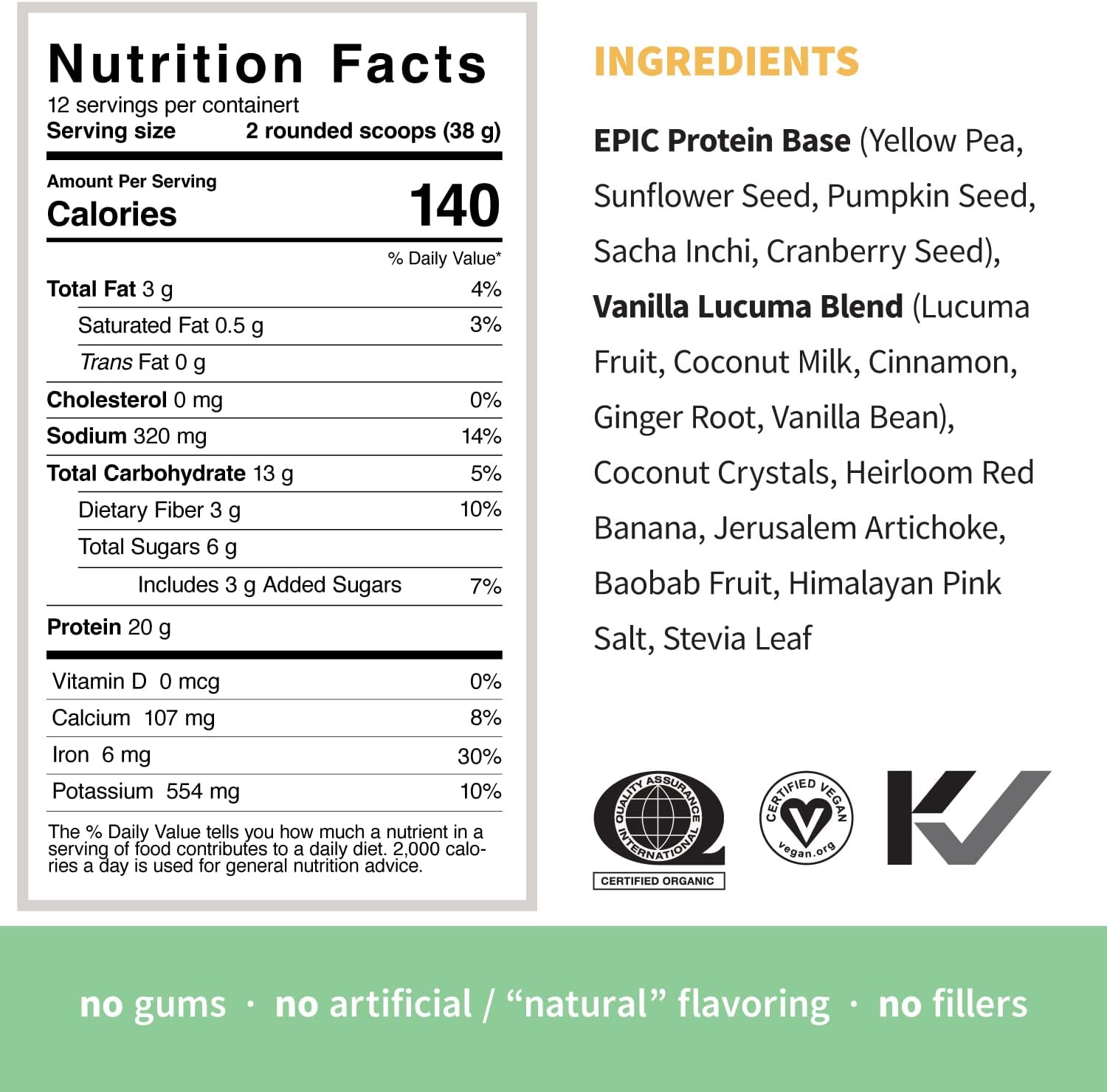 Sprout Living Epic Protein Bundle - Chocolate Maca & Vanilla Lucuma (20g Organic Plant-Based Protein Powder, Vegan, Gluten Free, Superfoods) | 1lb, 12 Servings