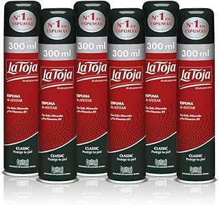 La Toja - Espuma Afeitar Classic , 6uds de 300ml (1.800ml) , Para un mayor apurado y deslizamiento de la cuchilla , Afeita...