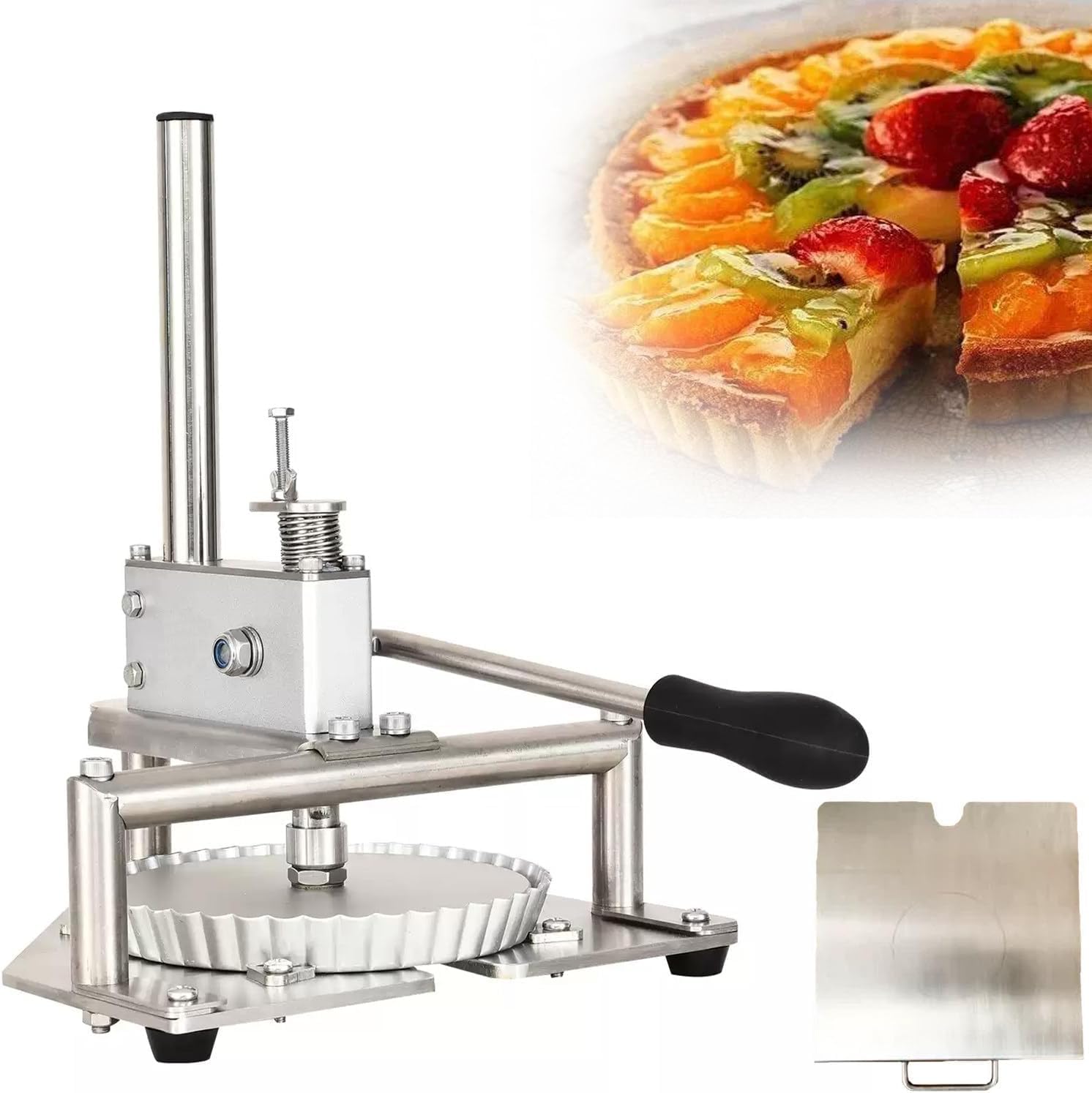XCSCUK Pie Crust Press Machine,Heavy Duty Manual Dough Press,with Forged Aluminum Mould, Adjustable Thickness, for Restaurants, Dessert Shops (M200)