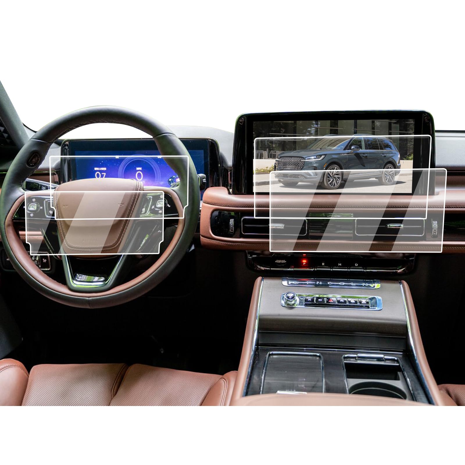 2027 Lincoln Aviator Screen Protector - [12.4-Inch Instrument+13.2-Inch Navigation Screen] - 4 Pcs Nano Film For 2025-2026 2027 Aviator(Premiere/Reserve/Black Label) Accessories Anti Fingerprints