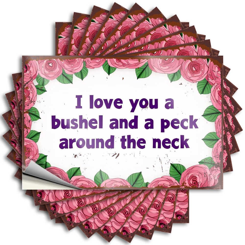 Romantic Quote with Pink Roses Border Garage Rock - Cool Stuff for Boys Lettering Sticker Self Adhesive Sticker(6X9CM)
