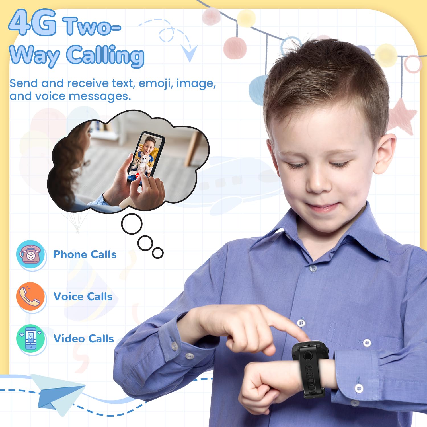 JoJoego 4G Smartwatch Bambini con Videochiamate e Telefono, SOS, GPS, Orologio Smartwatch Bambini con IP68 Impermeabile, Chat Vocale, Modalità Scuola, Torcia, Regalo per Ragazzi e Ragazze, Nero