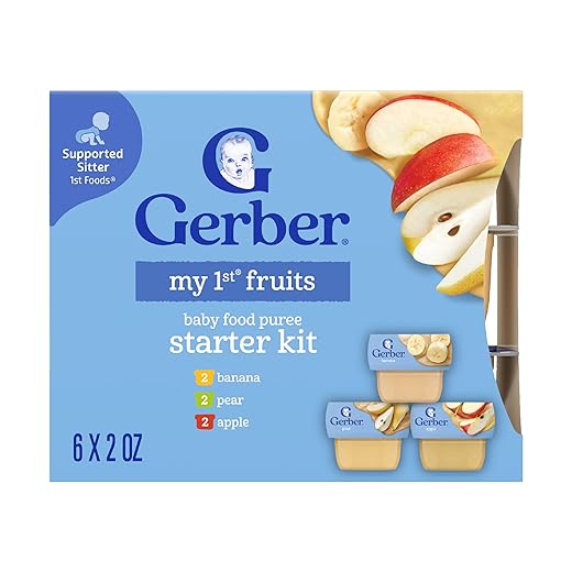 Gerber My 1st Fruits Starter Kit, Banana, Pear & Apple Puree, 2 Ounce Tubs, 2-Pack (Set of 6)