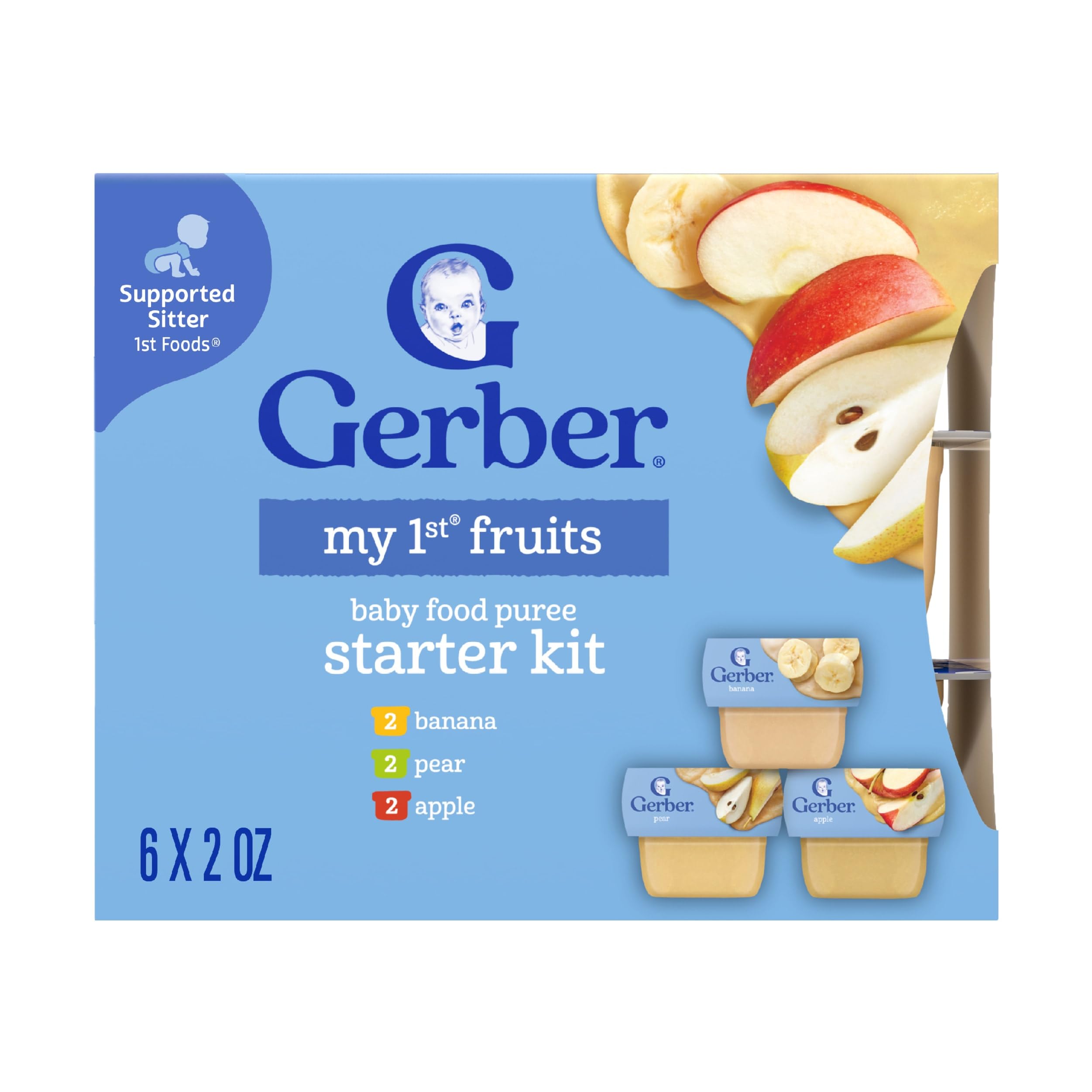 Gerber Stage 1 Baby Food, Fruit Variety Pack Puree Tubs, Baby Puree, 2PK