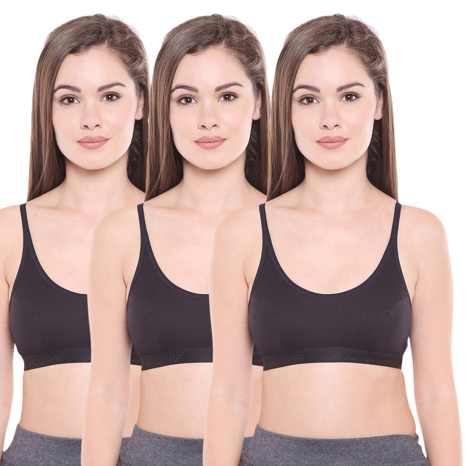 bodycare Women's Cotton Non Padded Wire Free Sports Bra Black-picture-40