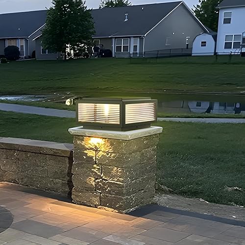 Outdoor Post Light,High Voltage Wired Lantern Column Lamp,Garden Light，for Flat Surface Patio Garden Decoration with IP54 Waterproof E26/E27 Bulb LED Post lamp (12 X 12 Inch)