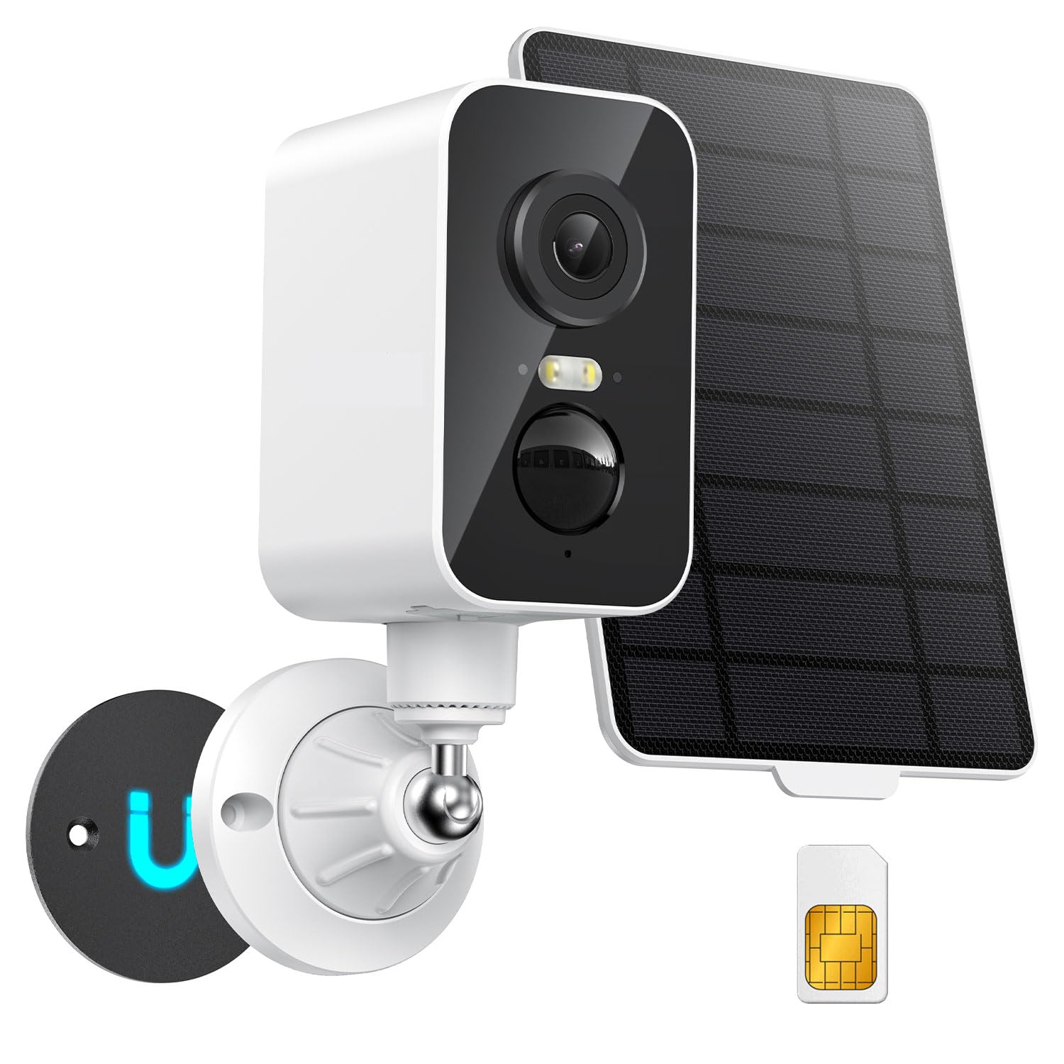 ieGeek 4G Magnética Camara Vigilancia Sim Exterior Solar, Sin WiFi-2K, 300°Pan, Batería 10000mAh, Detección Humana PIR & Sensor Movimiento, Visión Color, IP66, con Tarjeta SIM -Ideal Camping