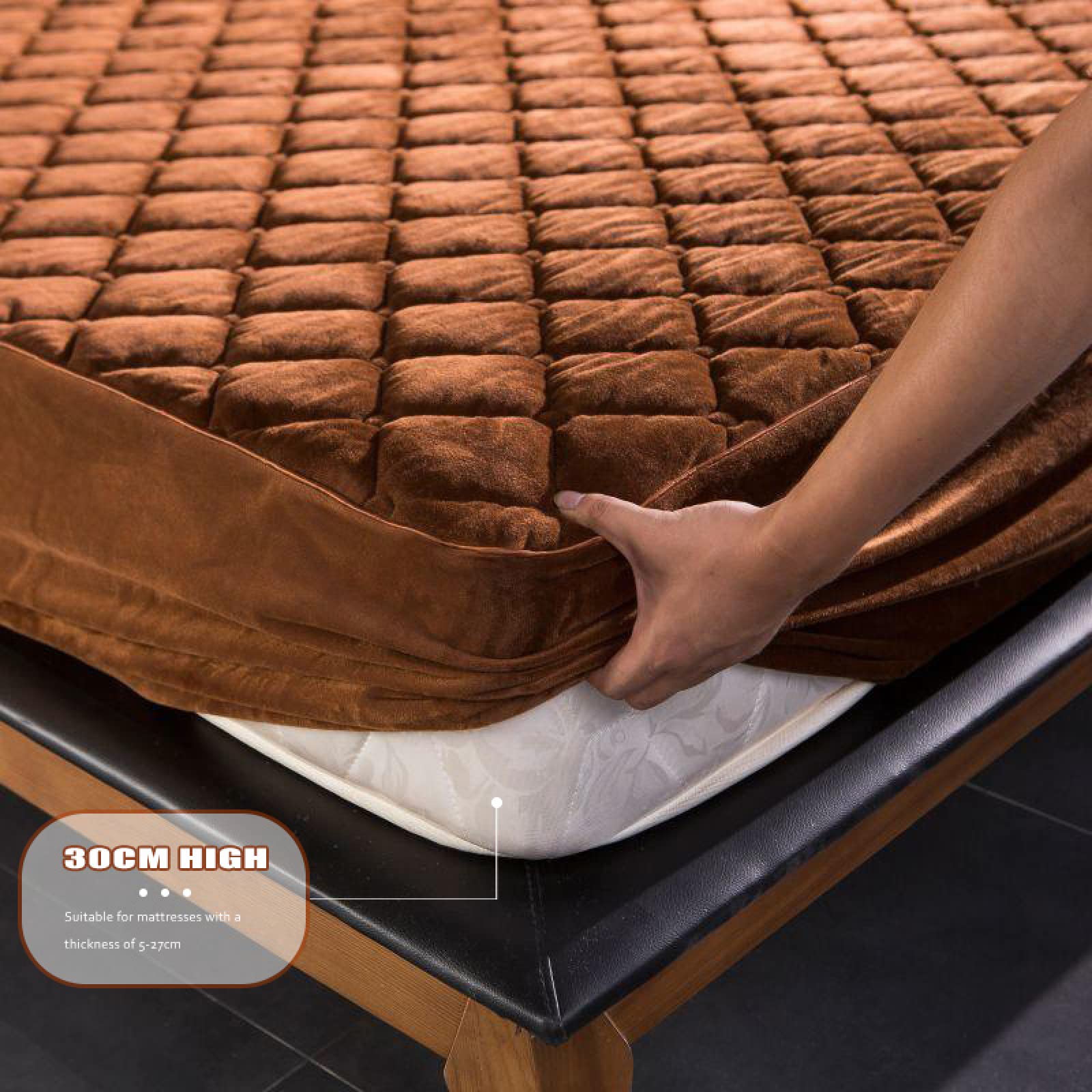 Drap de lit ajusté Literie de Luxe Douce et Chaude Thermique, literie de Luxe Douce et Chaude Thermique，100x200+25cm