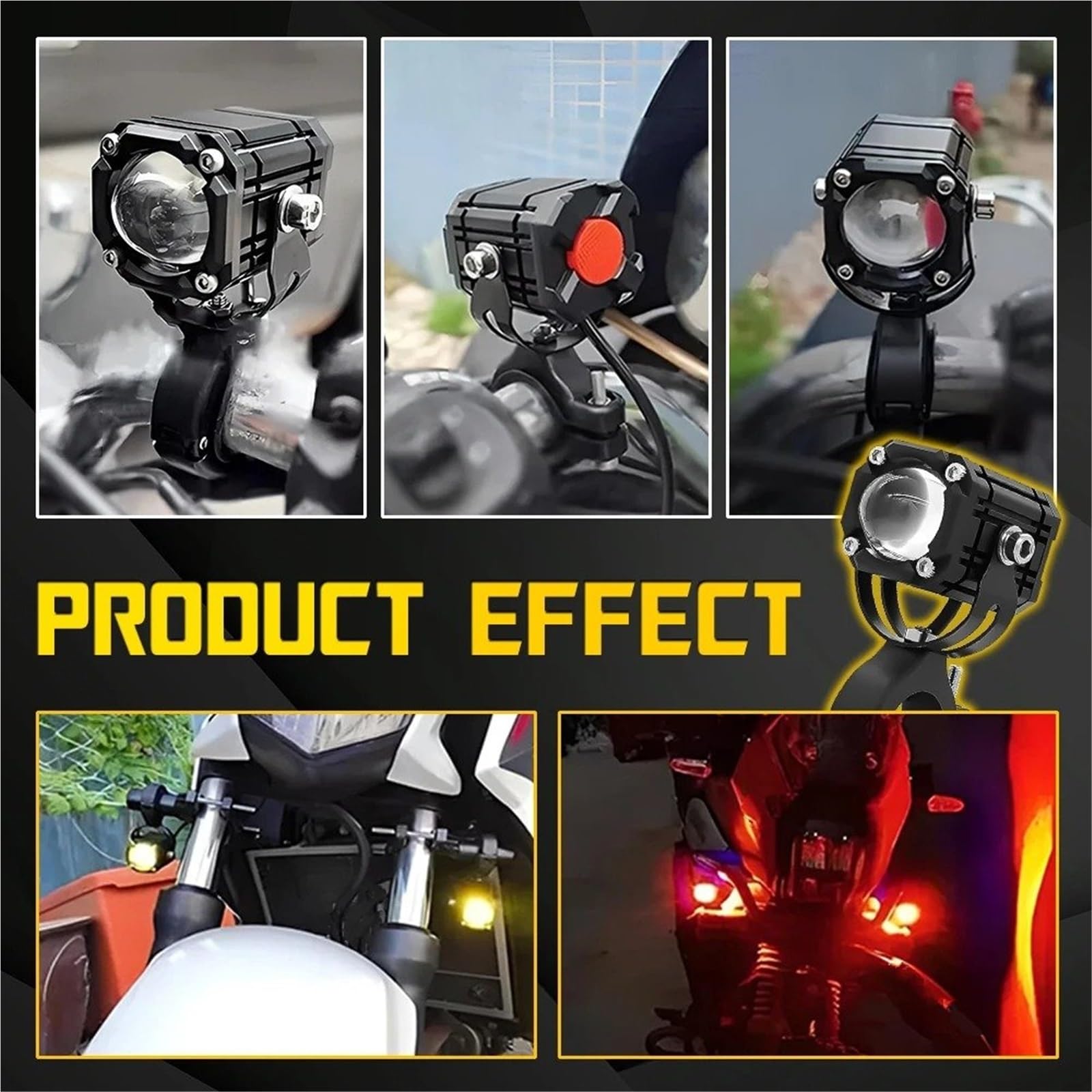 Faro De Motocicleta Faro LED Motocicleta Alta Blanco Amarillo Rojo Para Coche ATV Scooter Antiniebla Lámpara Auxiliar Trabajo