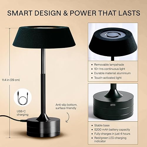 Miniatura 3 de Lámpara de mesa LED inalámbrica, luz recargable para el hogar, mesita de noche, cocina, pequeñas luces de grifo regulables, lámpara táctil