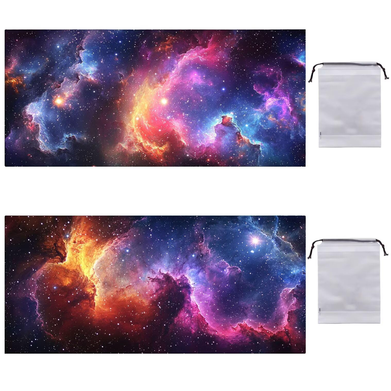 Strandtuch XXL 2er Set 80 x 160 cm, Groß Schnelltrocknendes Mikrofaser Handtuch, Sandfrei Badetuch, Summer Must Haves, für Damen Herren Reise Urlaub Sauna, mit Tasche (Universum Sternenhimmel) B-796