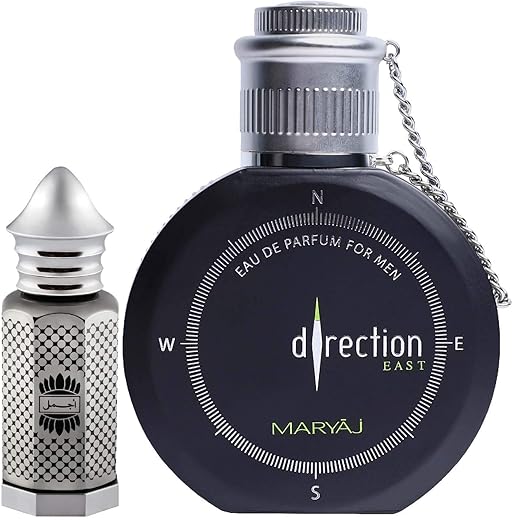Ajmal Asher Concentrated Perfume Oil Oriental Alcohol-free Attar 12ml for Unisex and Maryaj Direction East Eau De Parfum Citrus Spicy Perfume 100ml for Men